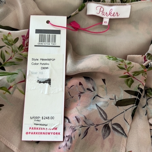 NWT Parker floral flutter sleeve peplum top size xs - Picture 7 of 13